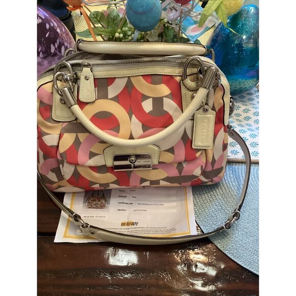 COACH KRISTIN CHAIN LINK PRINT DOUBLE ZIP SATCHEL Bag F22744 Handbag Purse COA - Picture 1 of 9